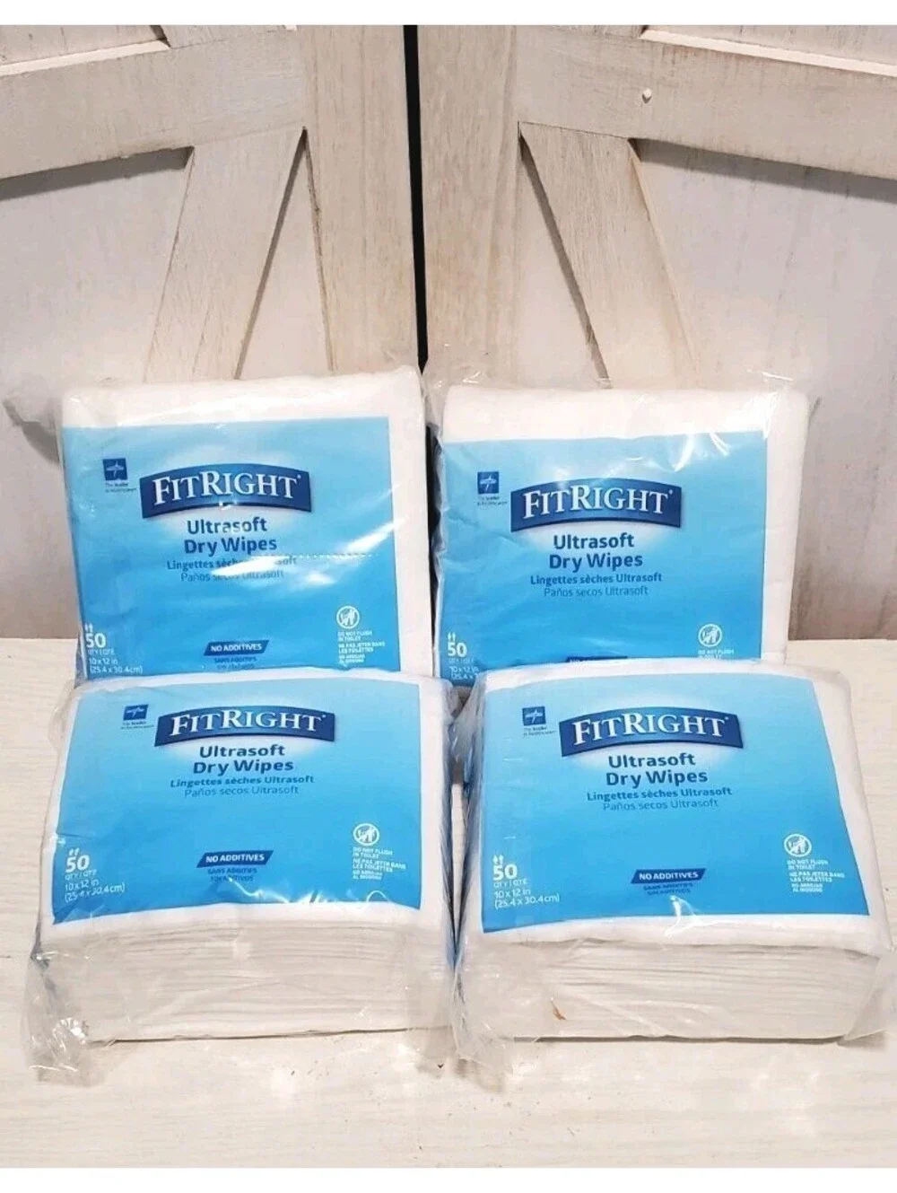 Medline FitRight Ultrasoft Dry Wipes Gentle Soft Skin Care 10x12